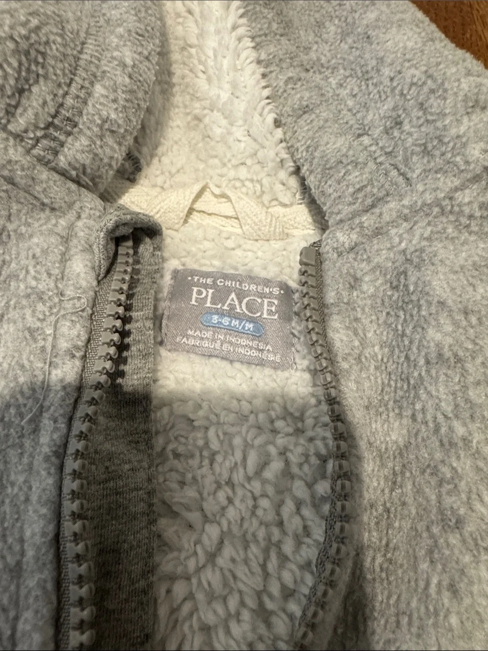 The Children's Place Light Gray Hooded Sherpa-Lined Zip Jacket